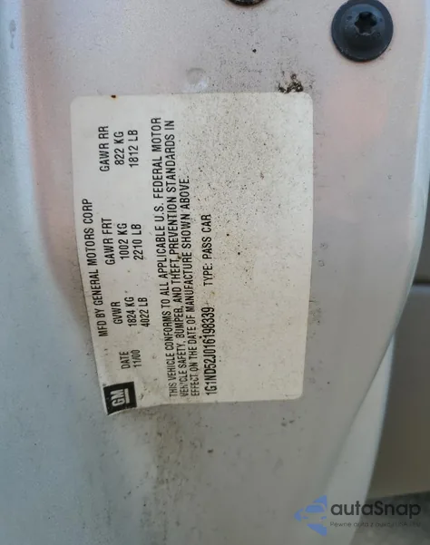 2001 Chevrolet Malibu from USA, damaged, VIN 1G1ND52J016198339